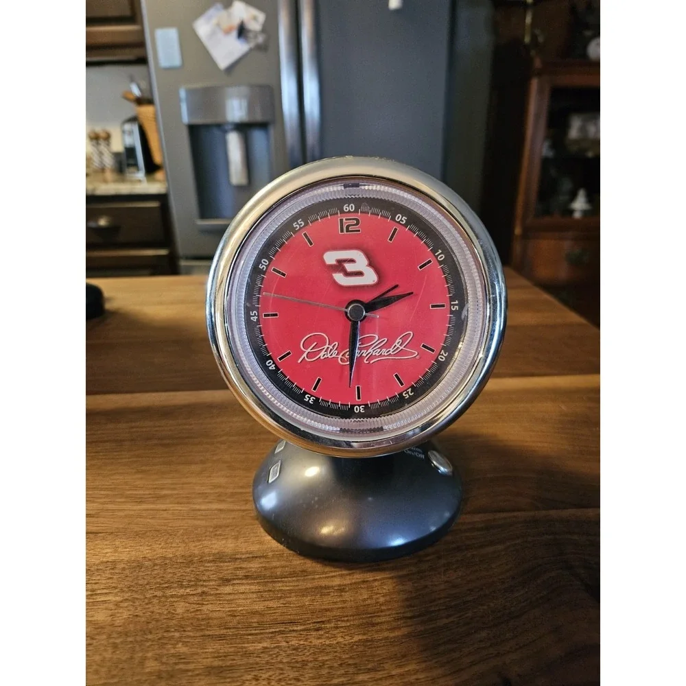 Dale Earnhardt #3 Vintage Desktop Clock W Alarm, Nascar